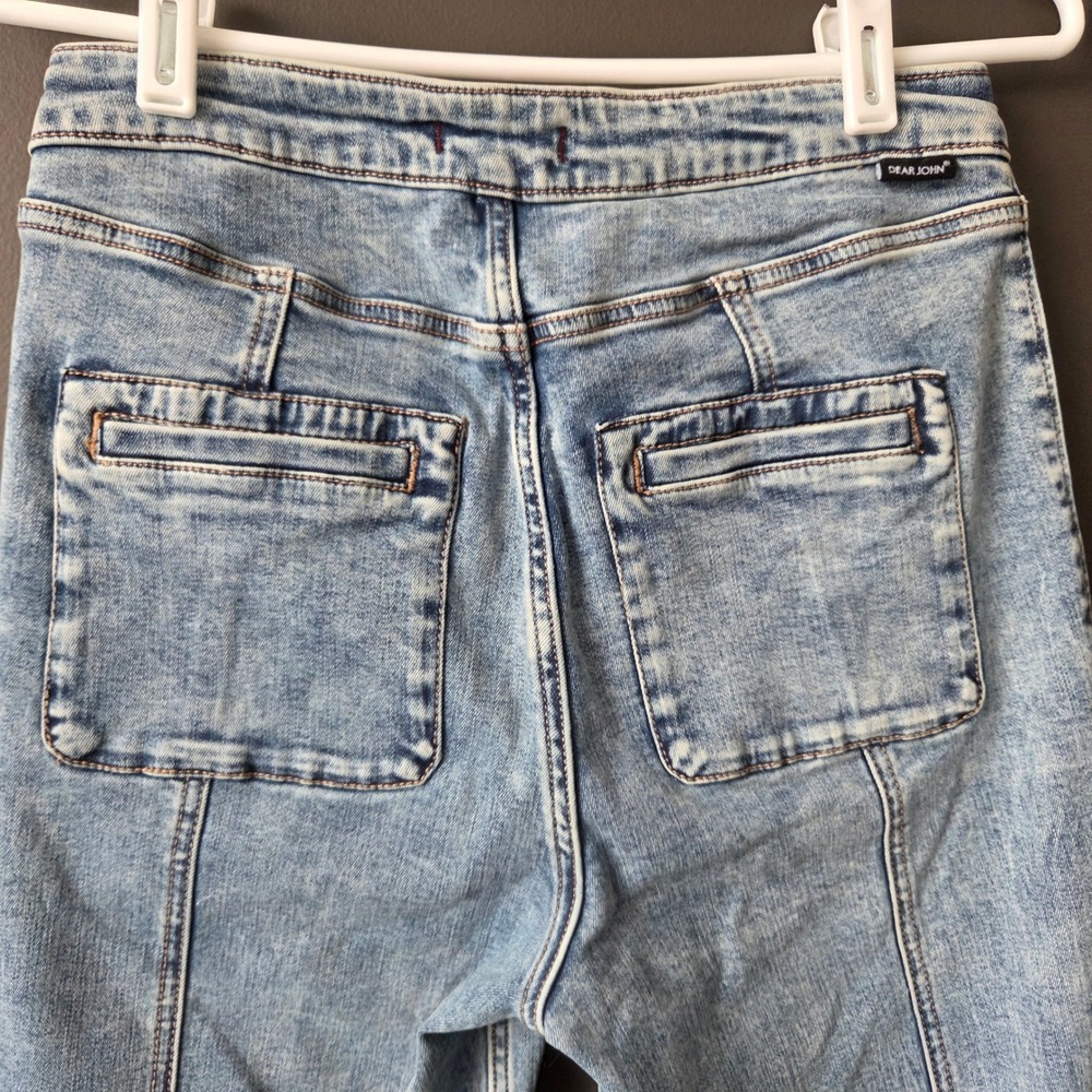 Dear John Princeton High Rise Wide Leg Patch Pocket Jeans Light Acid Wash 27‎ - Picture 6 of 9